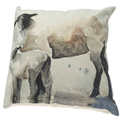 Clover Gray 18x18 Watercolor Lambs Decorative Pillow Cover with Down Filler (Set of 2) - Ornate Home