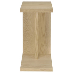 Clower Light Oak Engineered Wood C-Shaped Sofa Side Table - Ornate Home