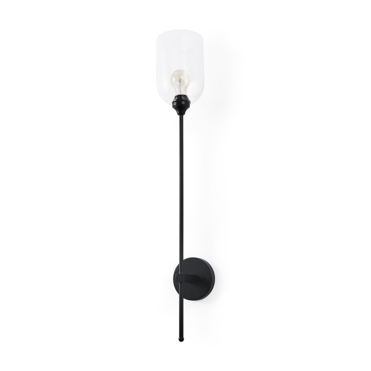 Clyde Matte Black with Glass Round Wall Sconce