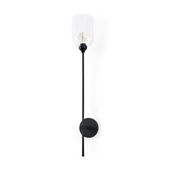 Clyde Matte Black with Glass Round Wall Sconce - Ornate Home