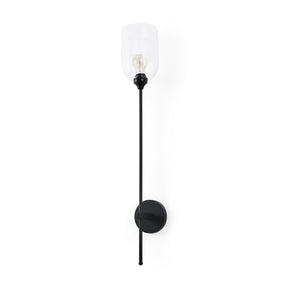 Clyde Matte Black with Glass Round Wall Sconce