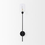 Clyde Matte Black with Glass Round Wall Sconce
