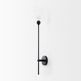 Clyde Matte Black with Glass Round Wall Sconce