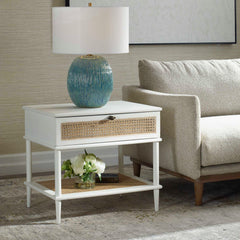 Coast White Rattan Side Table - Ornate Home