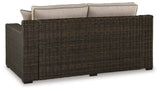 Coastline Bay Brown Outdoor Loveseat with Cushion - Ornate Home