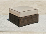Coastline Bay Brown Outdoor Ottoman with Cushion - Ornate Home
