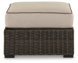Coastline Bay Brown Outdoor Ottoman with Cushion - Ornate Home