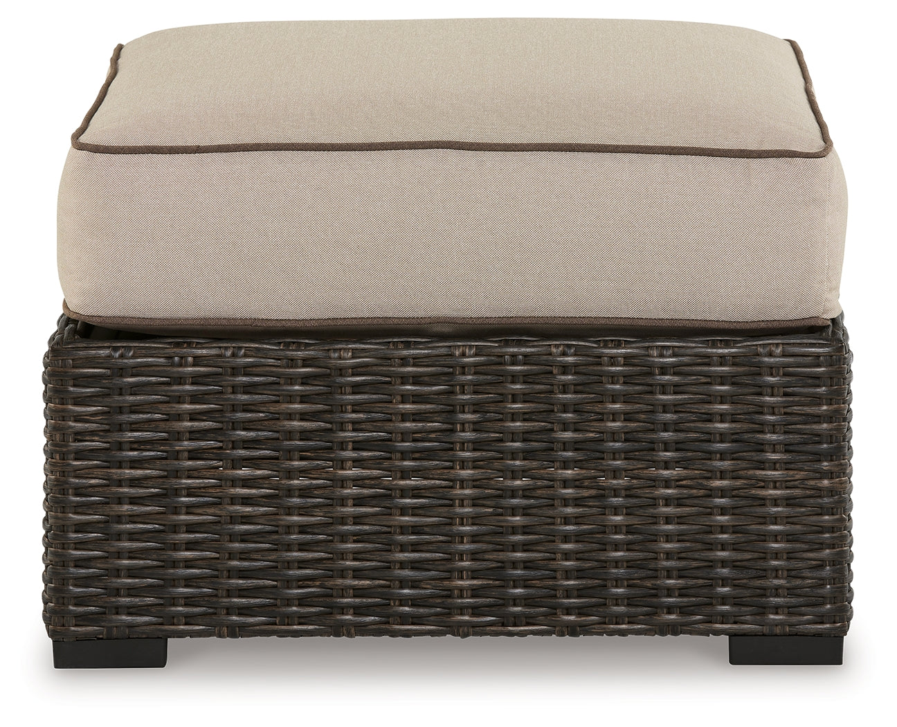 Coastline Bay Brown Outdoor Ottoman with Cushion - Ornate Home