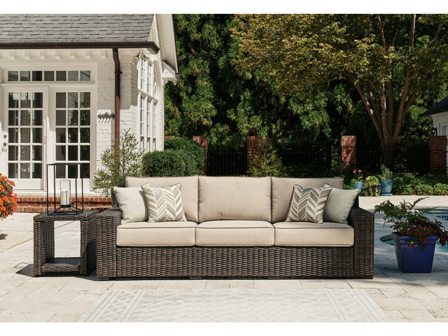 Coastline Bay Brown Outdoor Sofa with Cushion - Ornate Home