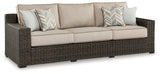Coastline Bay Brown Outdoor Sofa with Cushion - Ornate Home