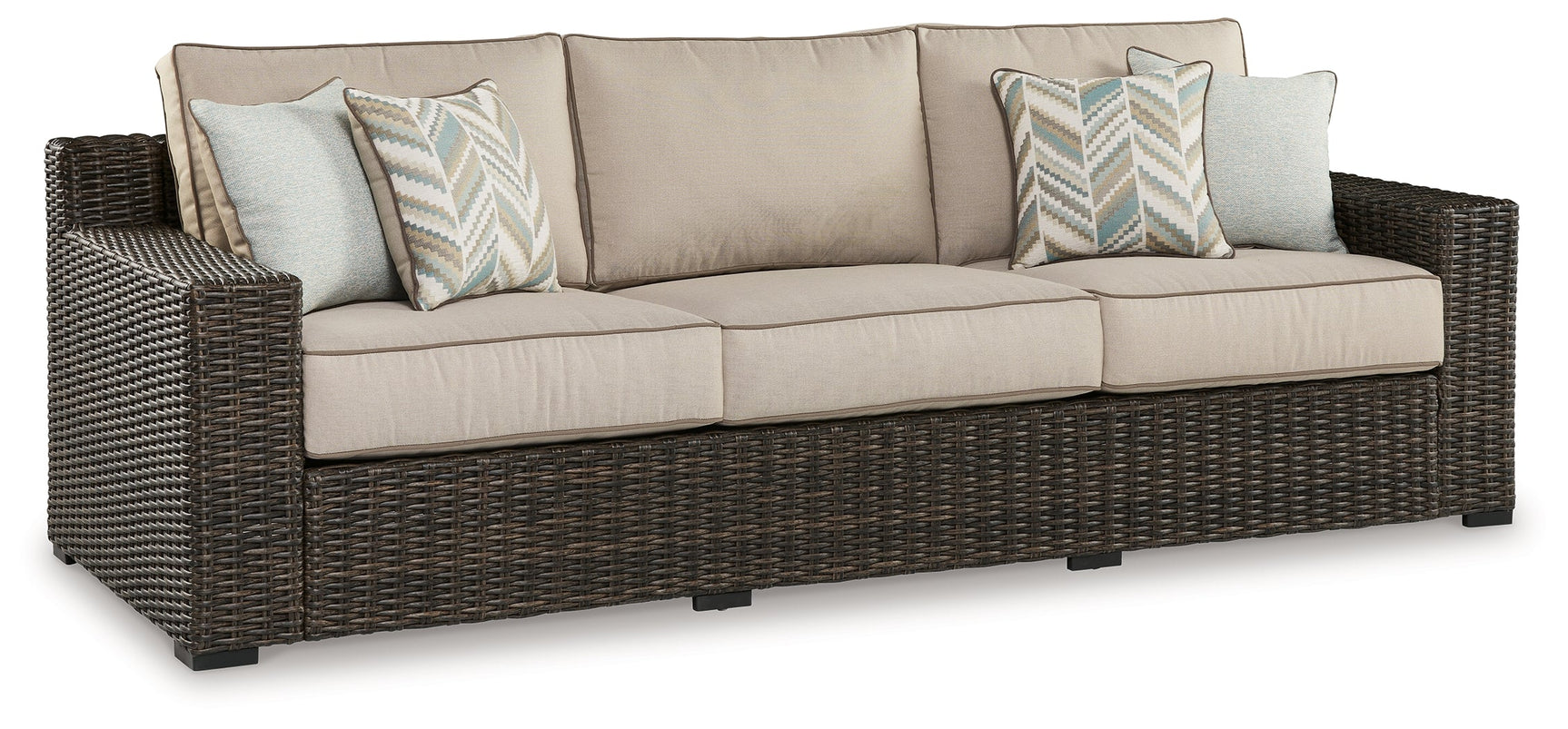 Coastline Bay Brown Outdoor Sofa with Cushion - Ornate Home