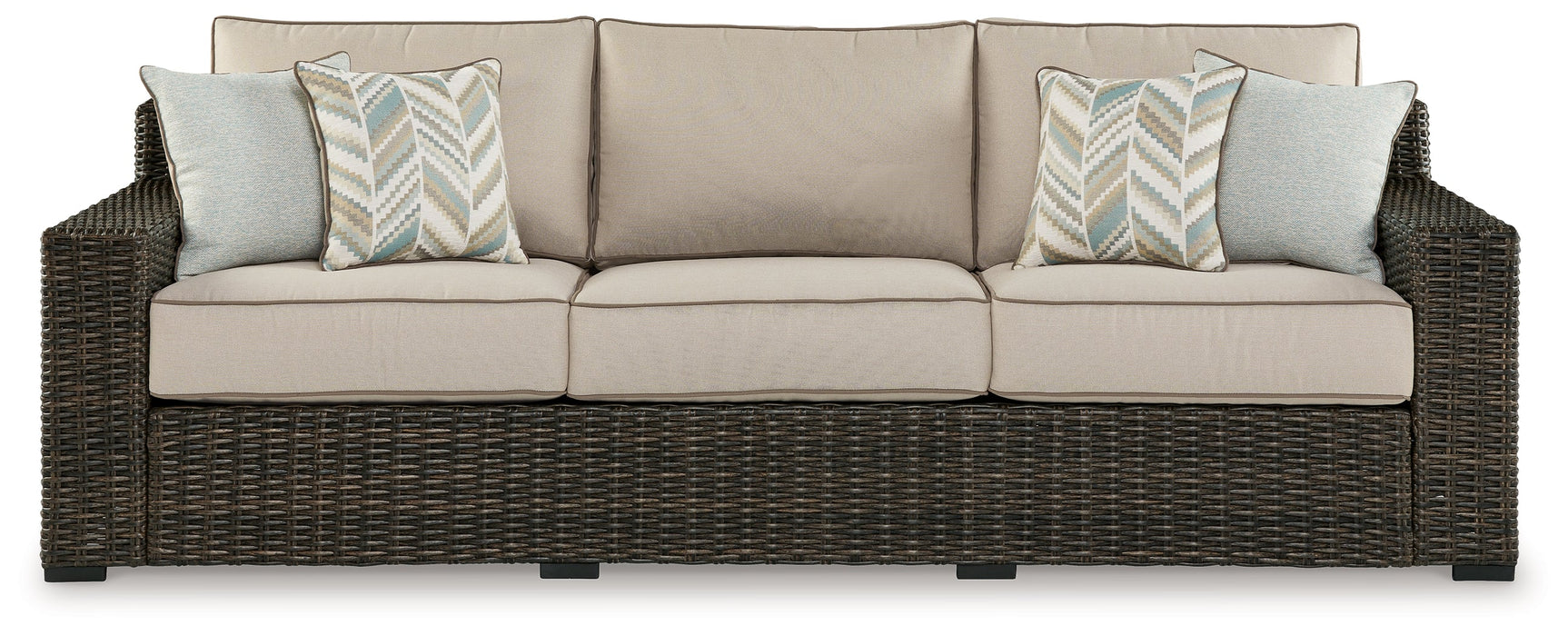 Coastline Bay Brown Outdoor Sofa with Cushion - Ornate Home
