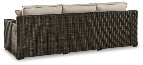 Coastline Bay Brown Outdoor Sofa with Cushion - Ornate Home