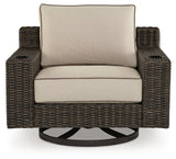 Coastline Bay Brown Outdoor Swivel Lounge with Cushion - Ornate Home
