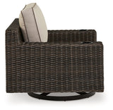 Coastline Bay Brown Outdoor Swivel Lounge with Cushion - Ornate Home