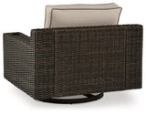 Coastline Bay Brown Outdoor Swivel Lounge with Cushion - Ornate Home