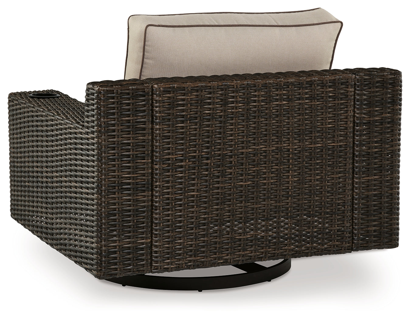Coastline Bay Brown Outdoor Swivel Lounge with Cushion - Ornate Home