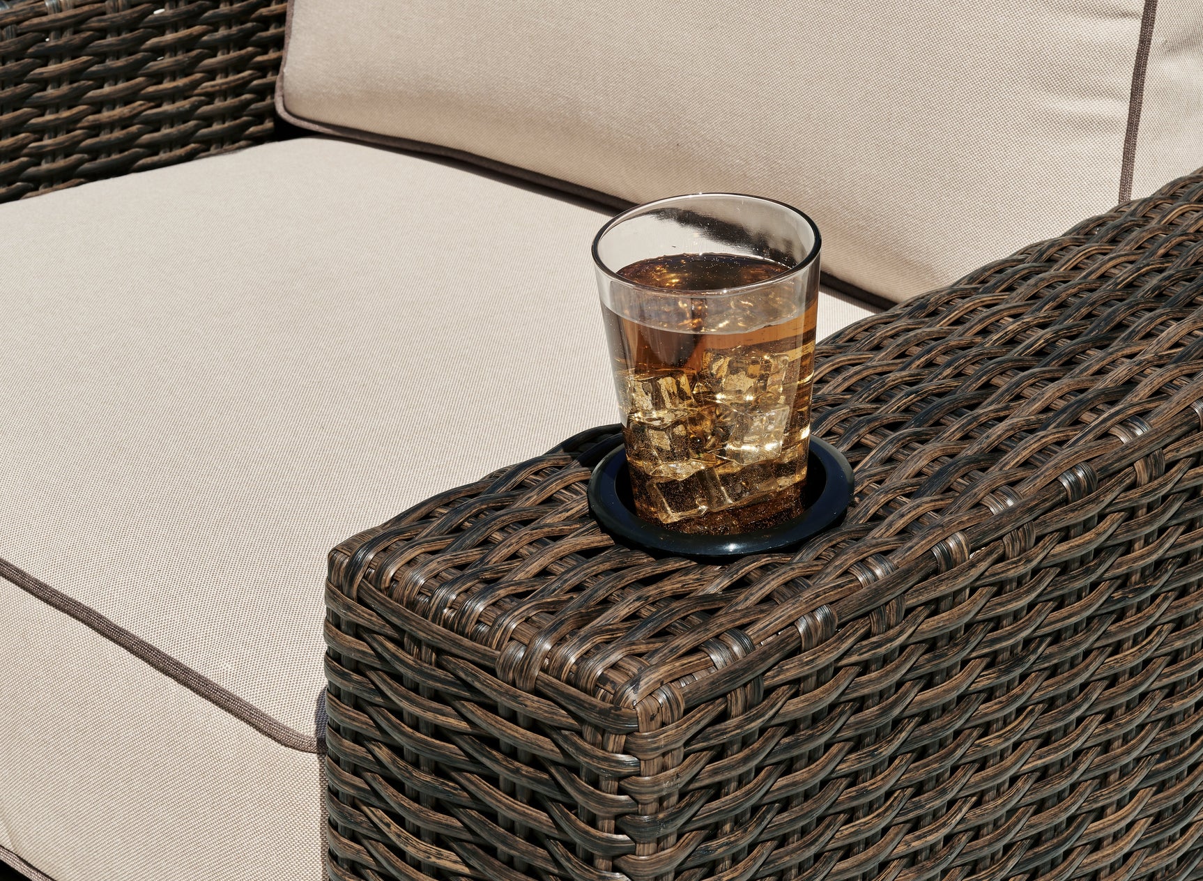 Coastline Bay Brown Outdoor Swivel Lounge with Cushion - Ornate Home