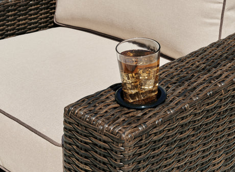 Coastline Bay Brown Outdoor Swivel Lounge with Cushion - Ornate Home