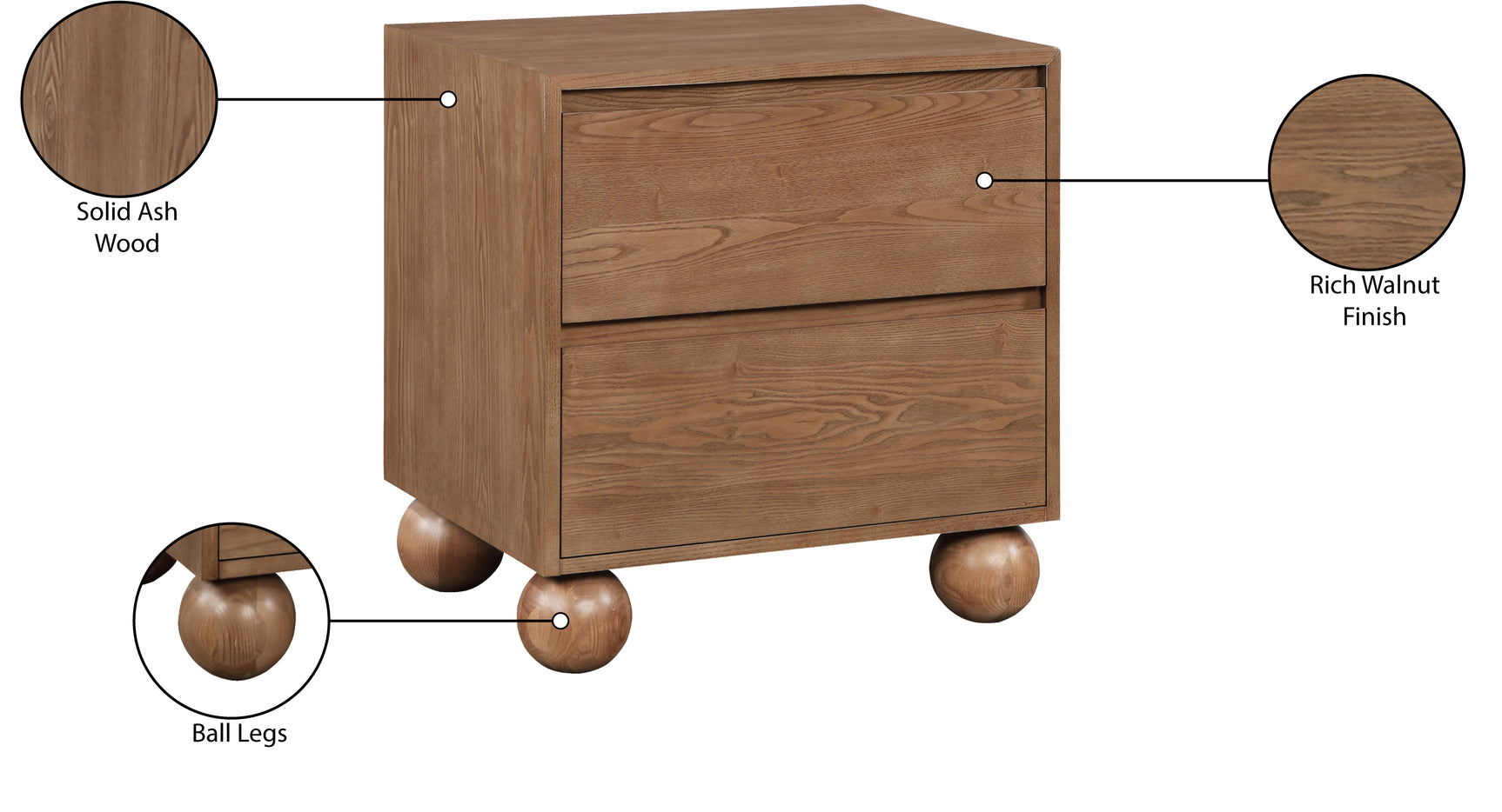 Coastline Walnut Wood Nightstand - Ornate Home