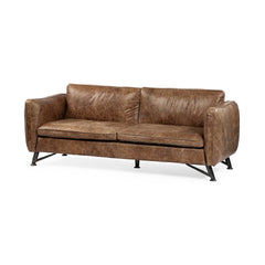 Cobain Brown 84" Leather Two Seater Sofa - Ornate Home