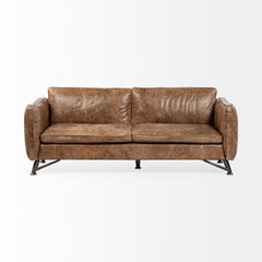 Cobain Brown 84" Leather Two Seater Sofa - Ornate Home