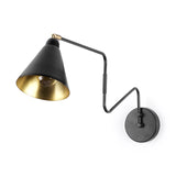 Cobalt Black Metal Cone Shaped Swivel Wall Sconce - Ornate Home