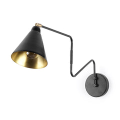 Cobalt Black Metal Cone Shaped Swivel Wall Sconce - Ornate Home