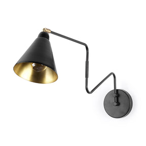 Cobalt Black Metal Cone Shaped Swivel Wall Sconce - Ornate Home
