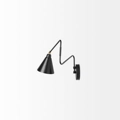 Cobalt Black Metal Cone Shaped Swivel Wall Sconce - Ornate Home