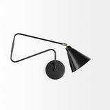 Cobalt Black Metal Cone Shaped Swivel Wall Sconce - Ornate Home