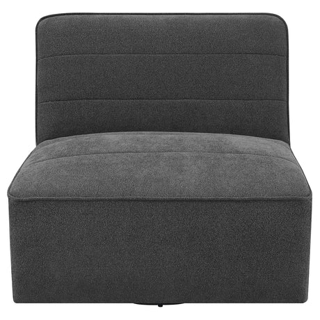 Cobie Dark Charcoal Upholstered Armless Swivel Chair - Ornate Home