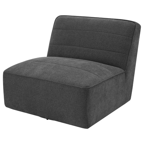 Cobie Dark Charcoal Upholstered Armless Swivel Chair - Ornate Home
