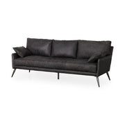 Cochrane Black Leather Three Seater Sofa - Ornate Home