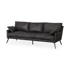 Cochrane Black Leather Three Seater Sofa - Ornate Home