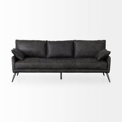 Cochrane Black Leather Three Seater Sofa - Ornate Home
