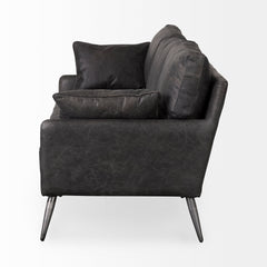Cochrane Black Leather Three Seater Sofa - Ornate Home