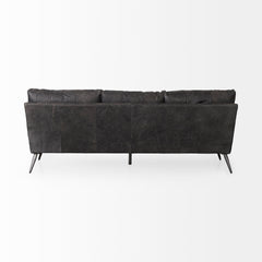 Cochrane Black Leather Three Seater Sofa - Ornate Home