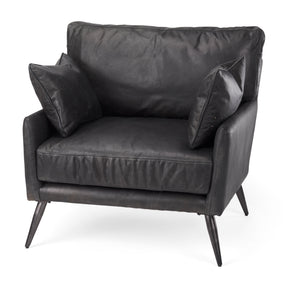 Cochrane Black Leather Wrapped Chair - Ornate Home
