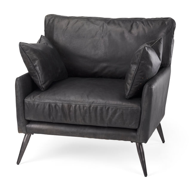 Cochrane Black Leather Wrapped Chair - Ornate Home