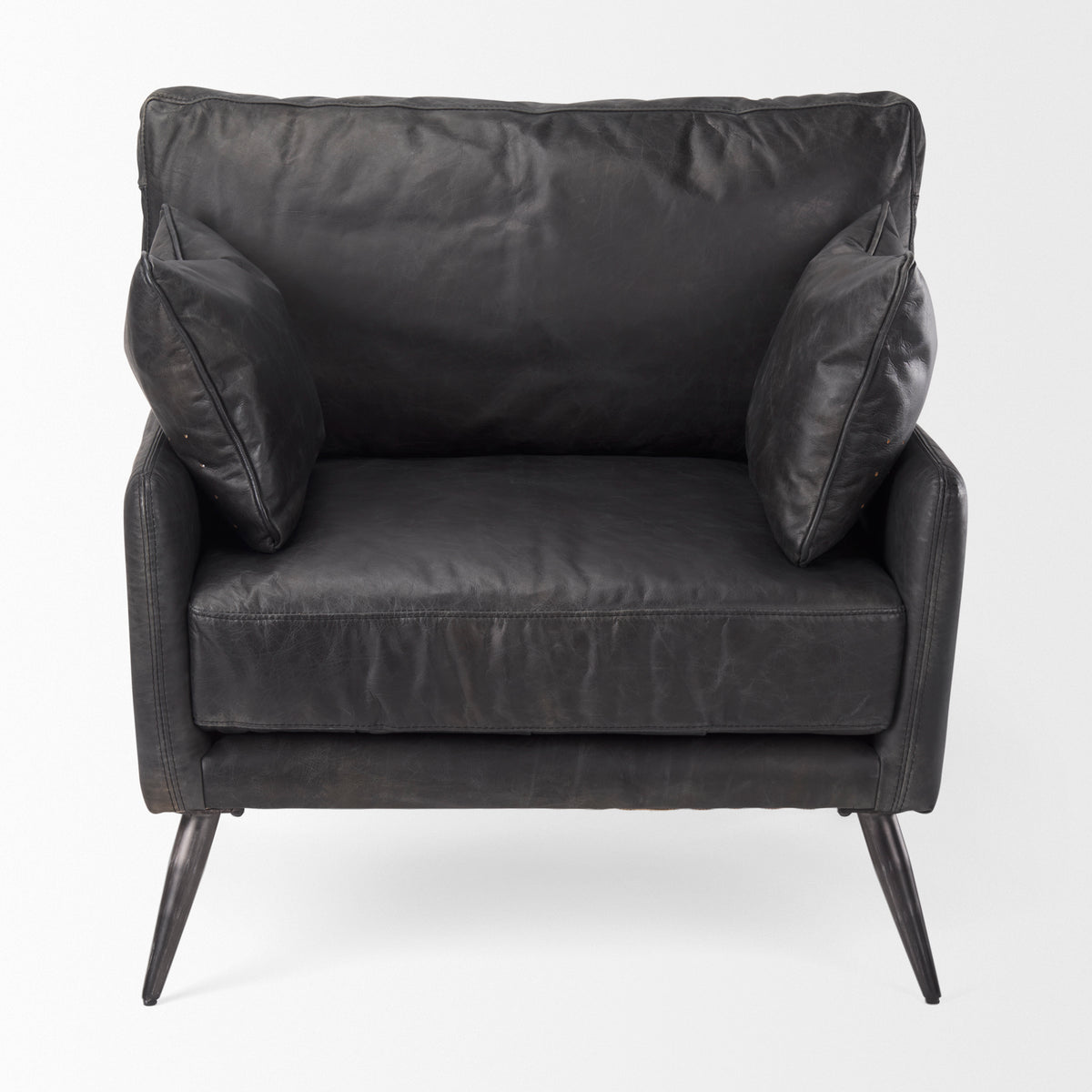 Cochrane Black Leather Wrapped Chair - Ornate Home