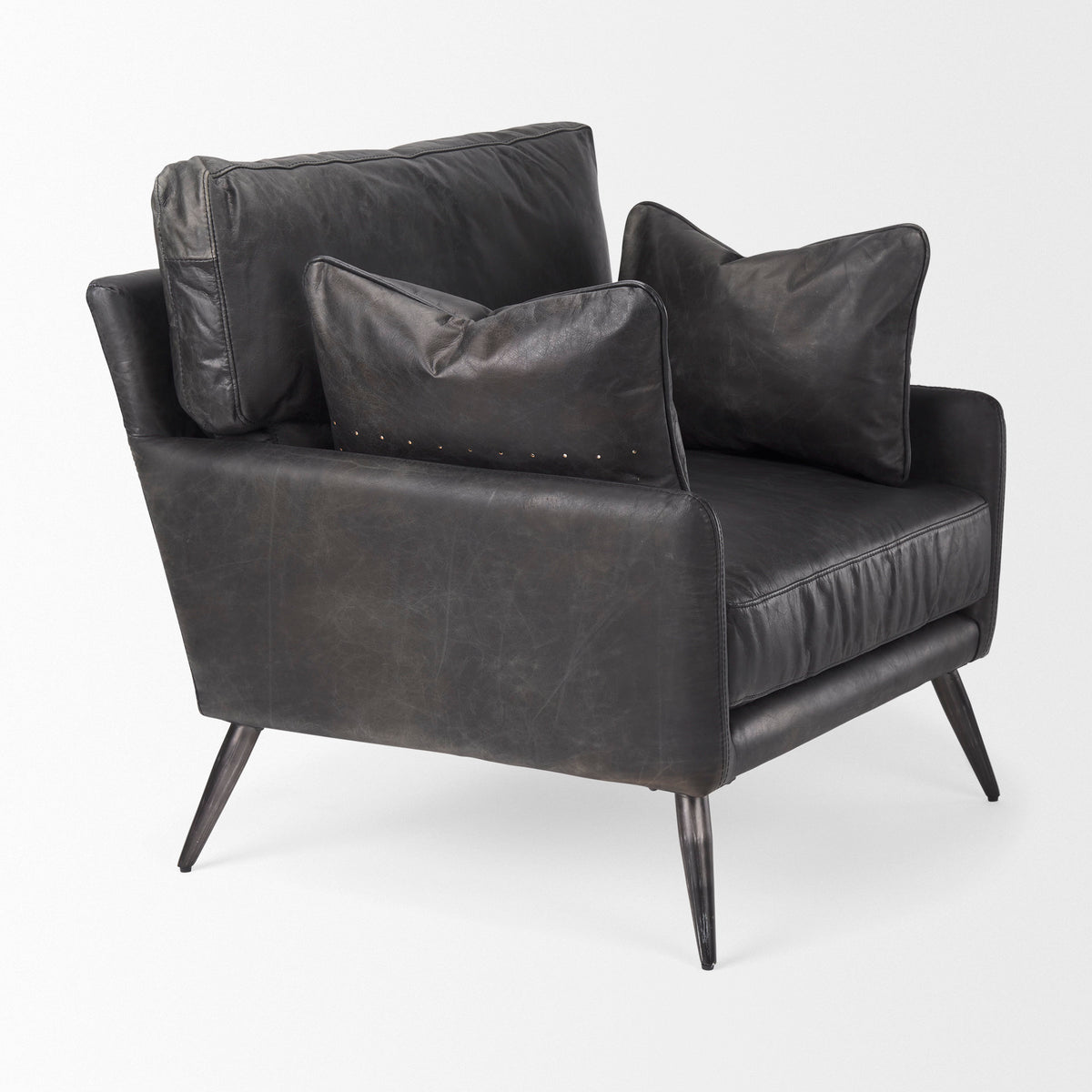 Cochrane Black Leather Wrapped Chair - Ornate Home