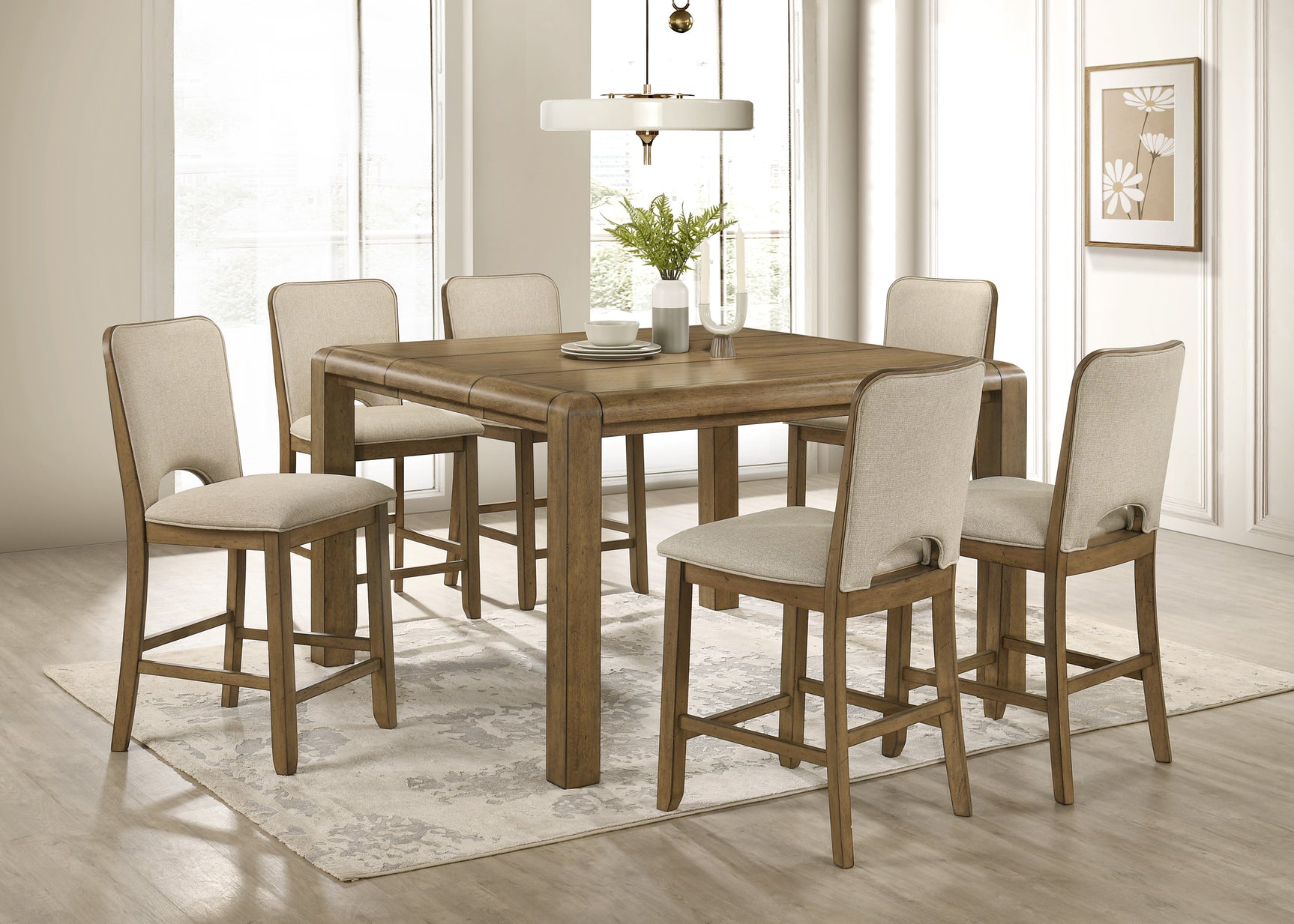 Cockrell Beige/Brown Counter Height Dining Set - Ornate Home