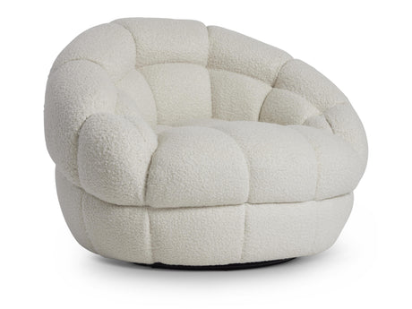 Coco White/Cream Fabric Swivel Chair - Ornate Home