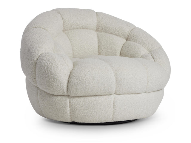 Coco White/Cream Fabric Swivel Chair - Ornate Home