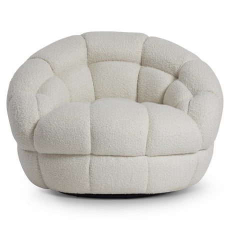 Coco White/Cream Fabric Swivel Chair - Ornate Home