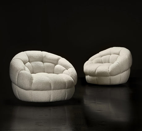 Coco White/Cream Fabric Swivel Chair - Ornate Home