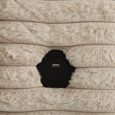 Cocoon Taupe Mega Chaise Lounge w/ Dual Cupholders & USB Ports - Ornate Home