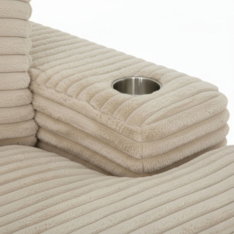 Cocoon Taupe Mega Chaise Lounge w/ Dual Cupholders & USB Ports - Ornate Home