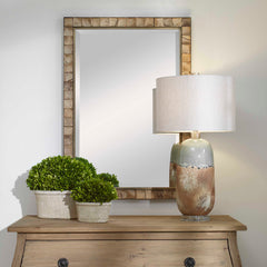 Cocos Coconut Shell Gold/Woodtone Mirror - Ornate Home